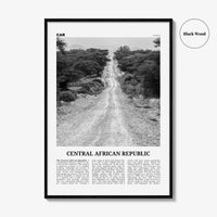 Central African Republic Print Black and White, Central African Republic Wall Art, Central African Republic Poster, Central African Republic