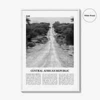 Central African Republic Print Black and White, Central African Republic Wall Art, Central African Republic Poster, Central African Republic