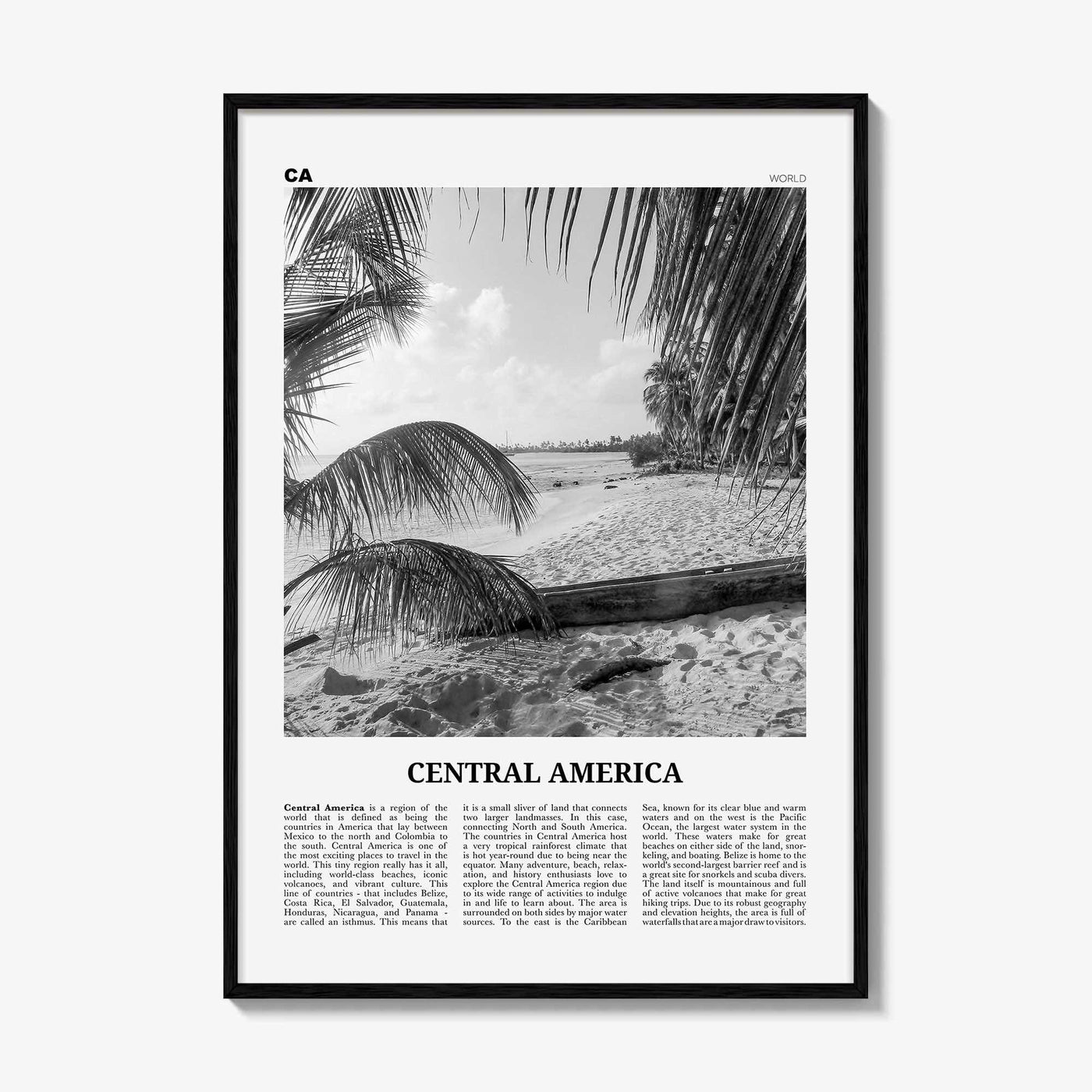 Central America Print Black and White, Central America Wall Art, Central America Poster, Central America Photo, Central America Wall Decor