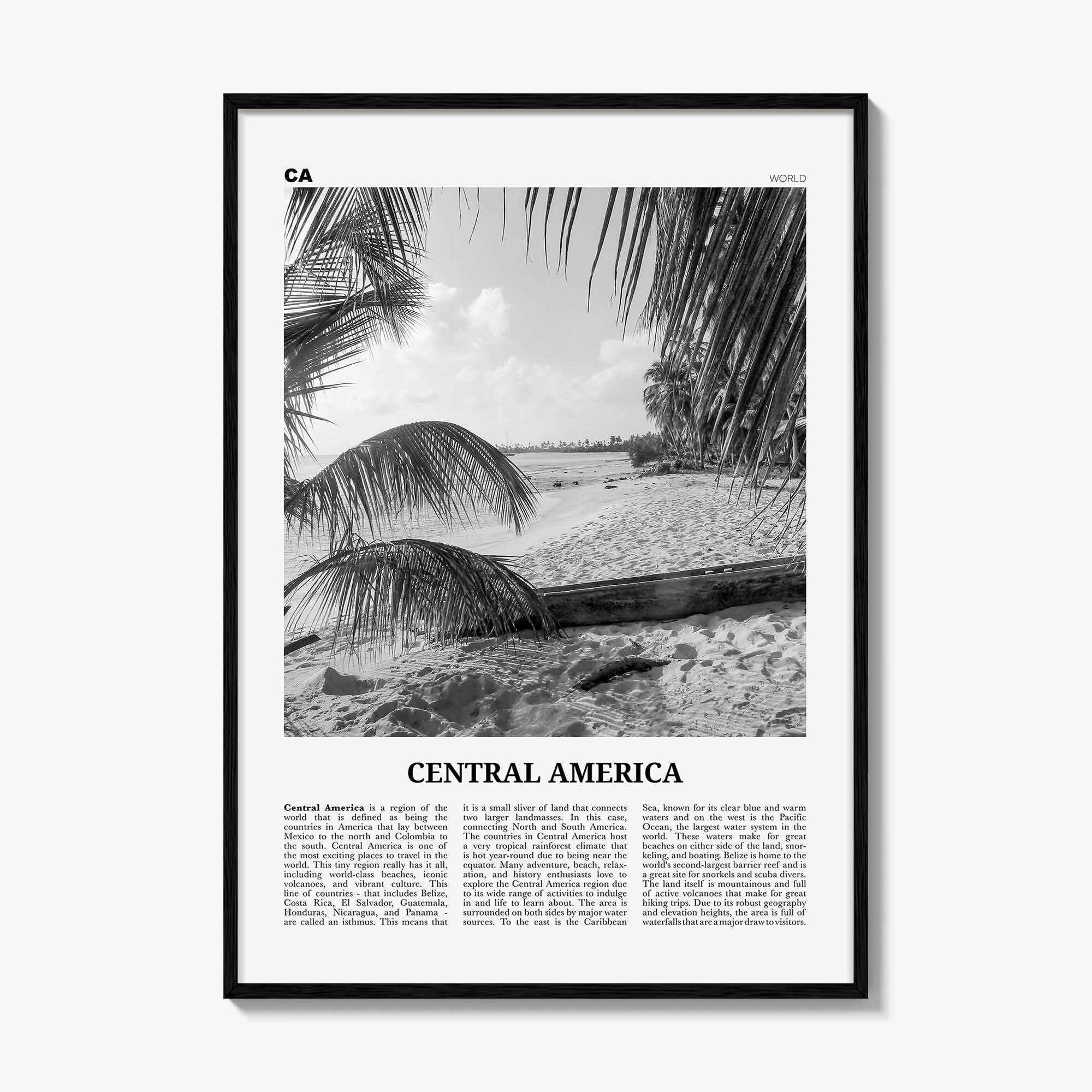 Central America Print Black and White, Central America Wall Art, Central America Poster, Central America Photo, Central America Wall Decor