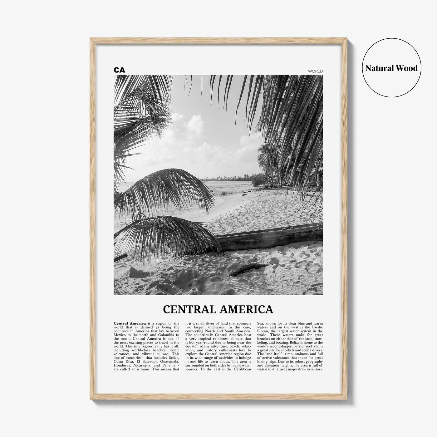 Central America Print Black and White, Central America Wall Art, Central America Poster, Central America Photo, Central America Wall Decor