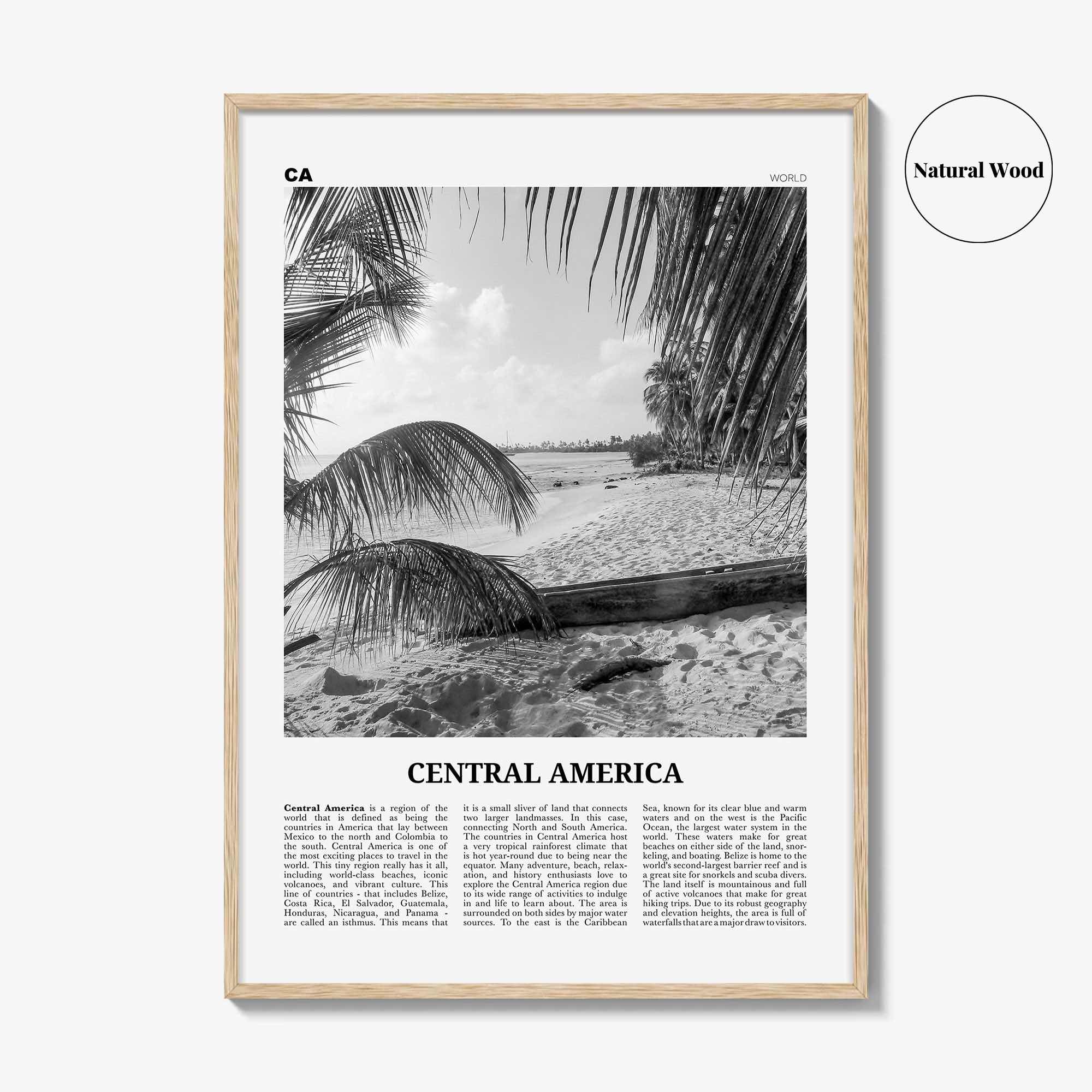 Central America Print Black and White, Central America Wall Art, Central America Poster, Central America Photo, Central America Wall Decor