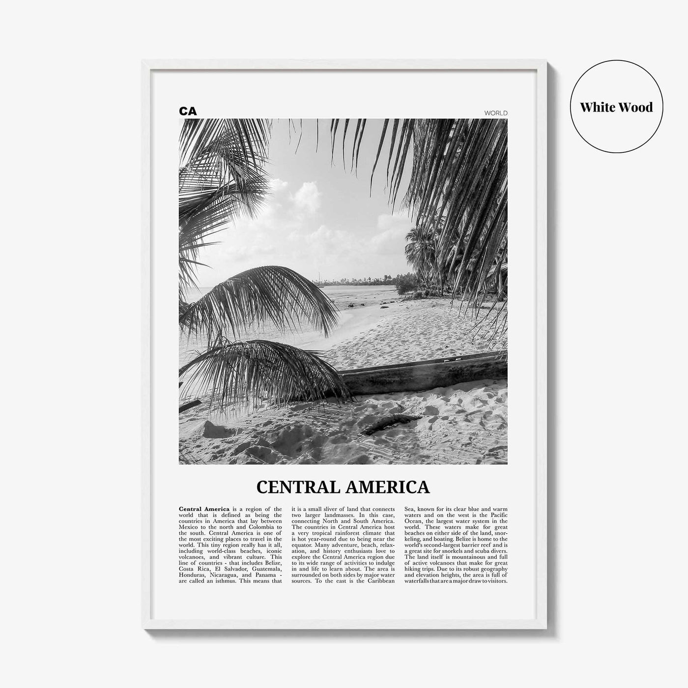 Central America Print Black and White, Central America Wall Art, Central America Poster, Central America Photo, Central America Wall Decor