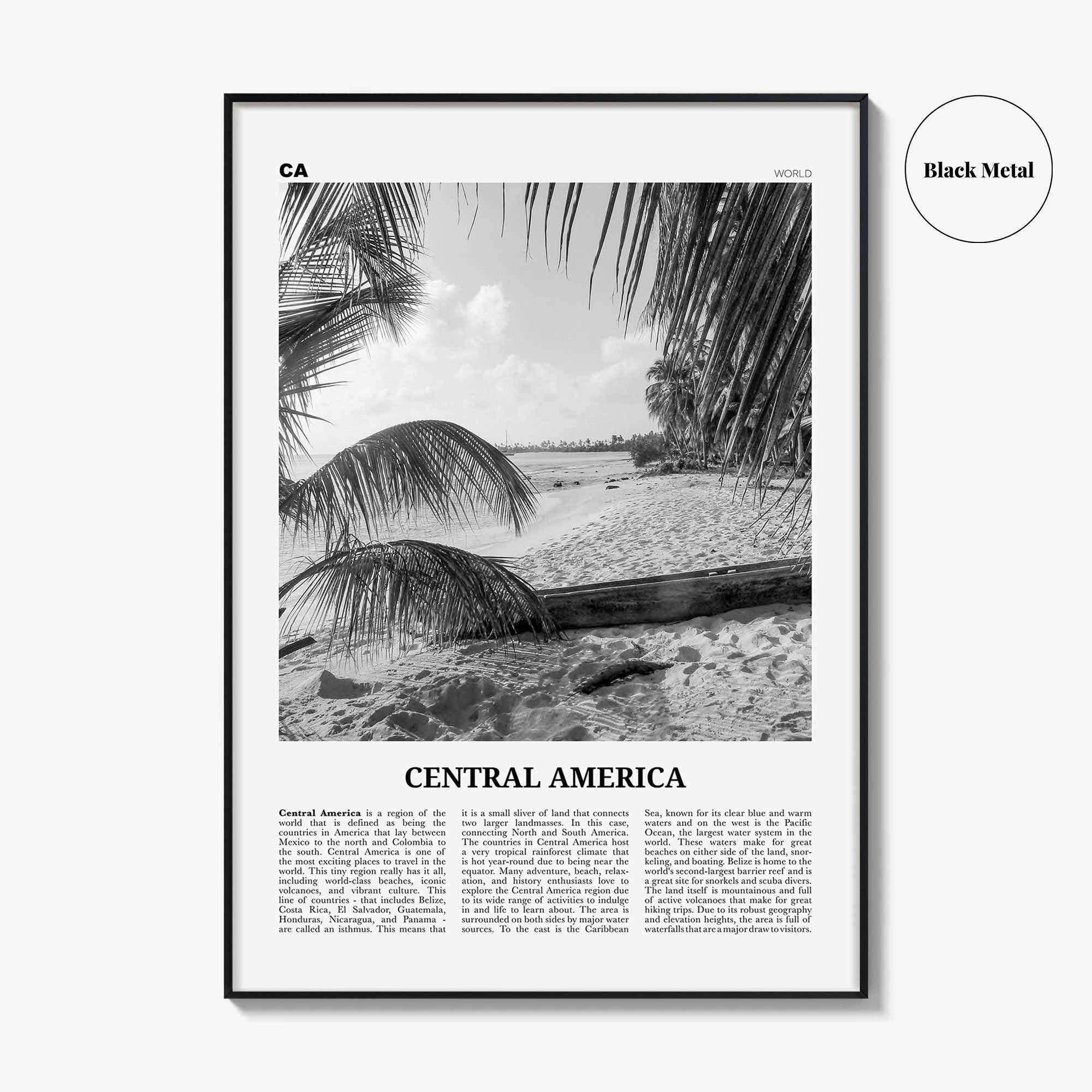 Central America Print Black and White, Central America Wall Art, Central America Poster, Central America Photo, Central America Wall Decor