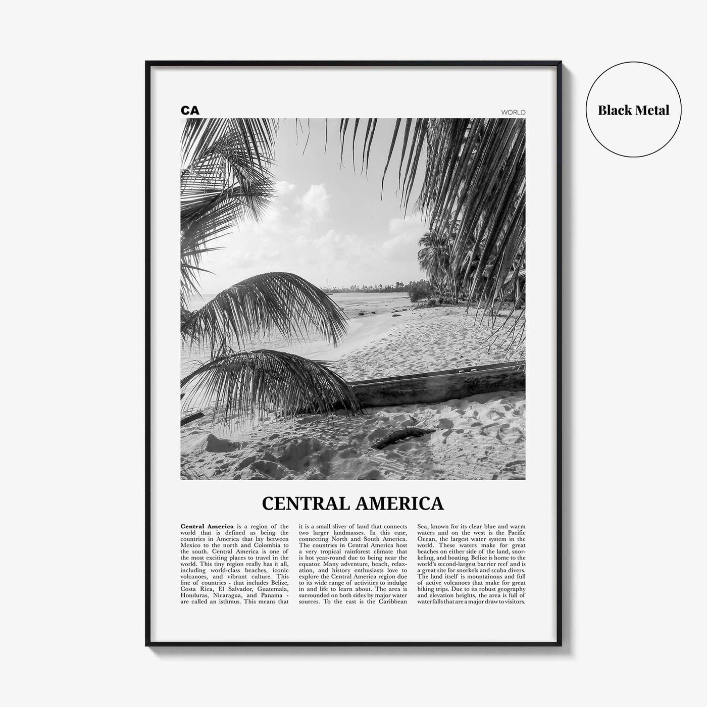 Central America Print Black and White, Central America Wall Art, Central America Poster, Central America Photo, Central America Wall Decor