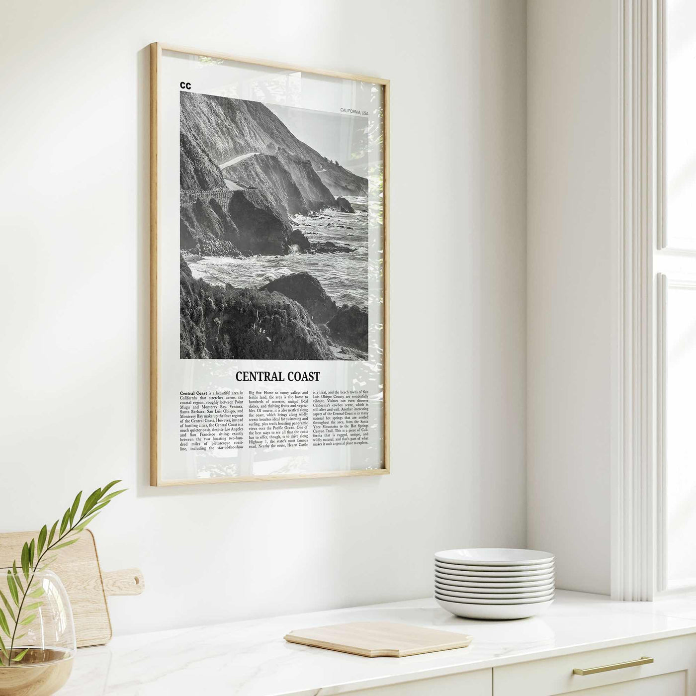 Central Coast Print Black and White, Central Coast Wall Art, Central Coast Poster, Central Coast Photo, Central Coast Décor, California, USA