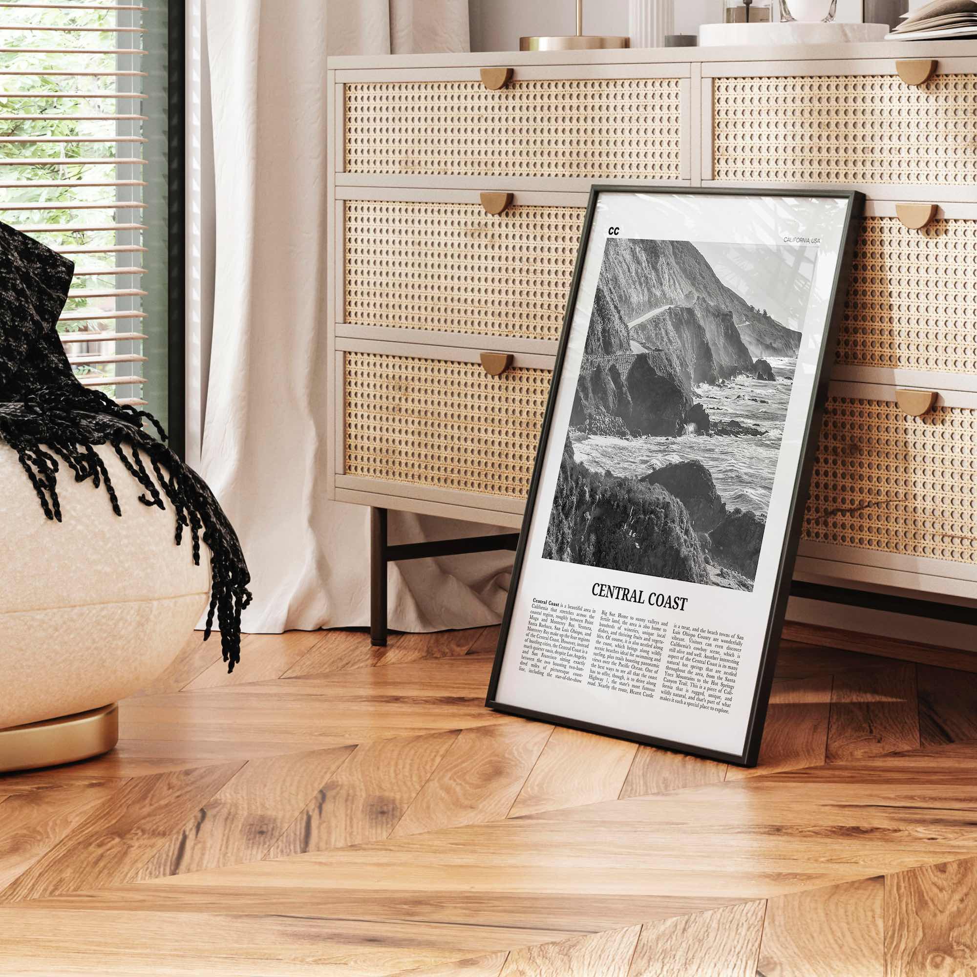 Central Coast Print Black and White, Central Coast Wall Art, Central Coast Poster, Central Coast Photo, Central Coast Décor, California, USA