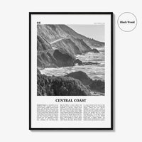 Central Coast Print Black and White, Central Coast Wall Art, Central Coast Poster, Central Coast Photo, Central Coast Décor, California, USA