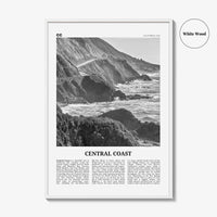 Central Coast Print Black and White, Central Coast Wall Art, Central Coast Poster, Central Coast Photo, Central Coast Décor, California, USA