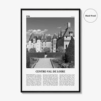 Centre Val De Loire Print Black and White, Centre-Val de Loire Wall Art, Centre-Val de Loire Poster, Centre-Val de Loire Photo, Décor, Map