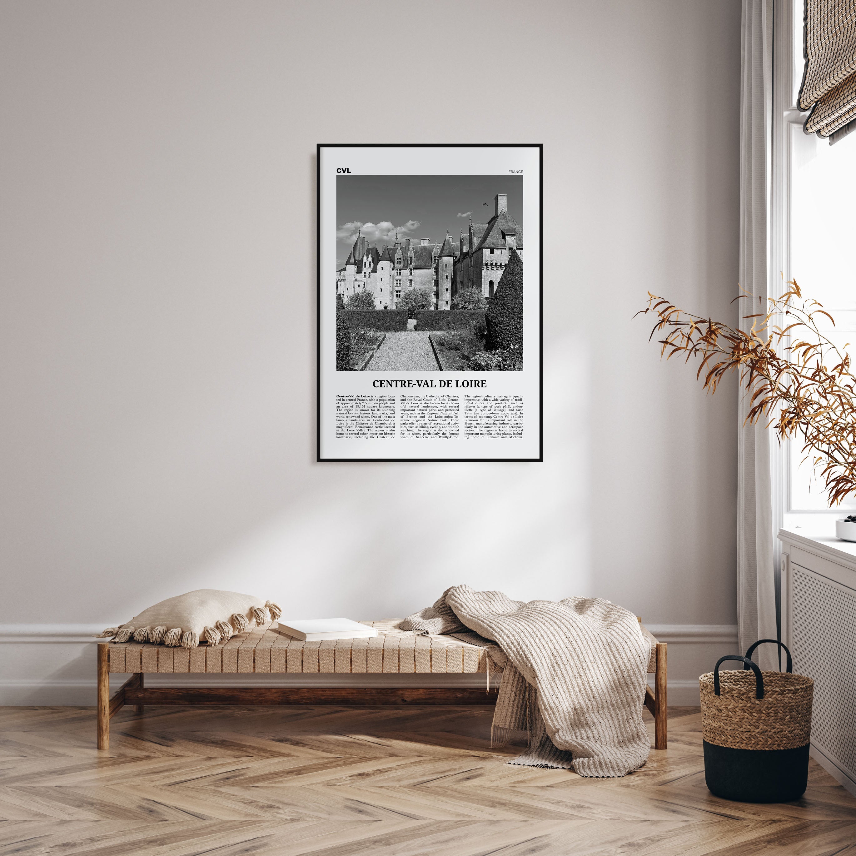 Centre-Val de Loire Travel B&W Poster