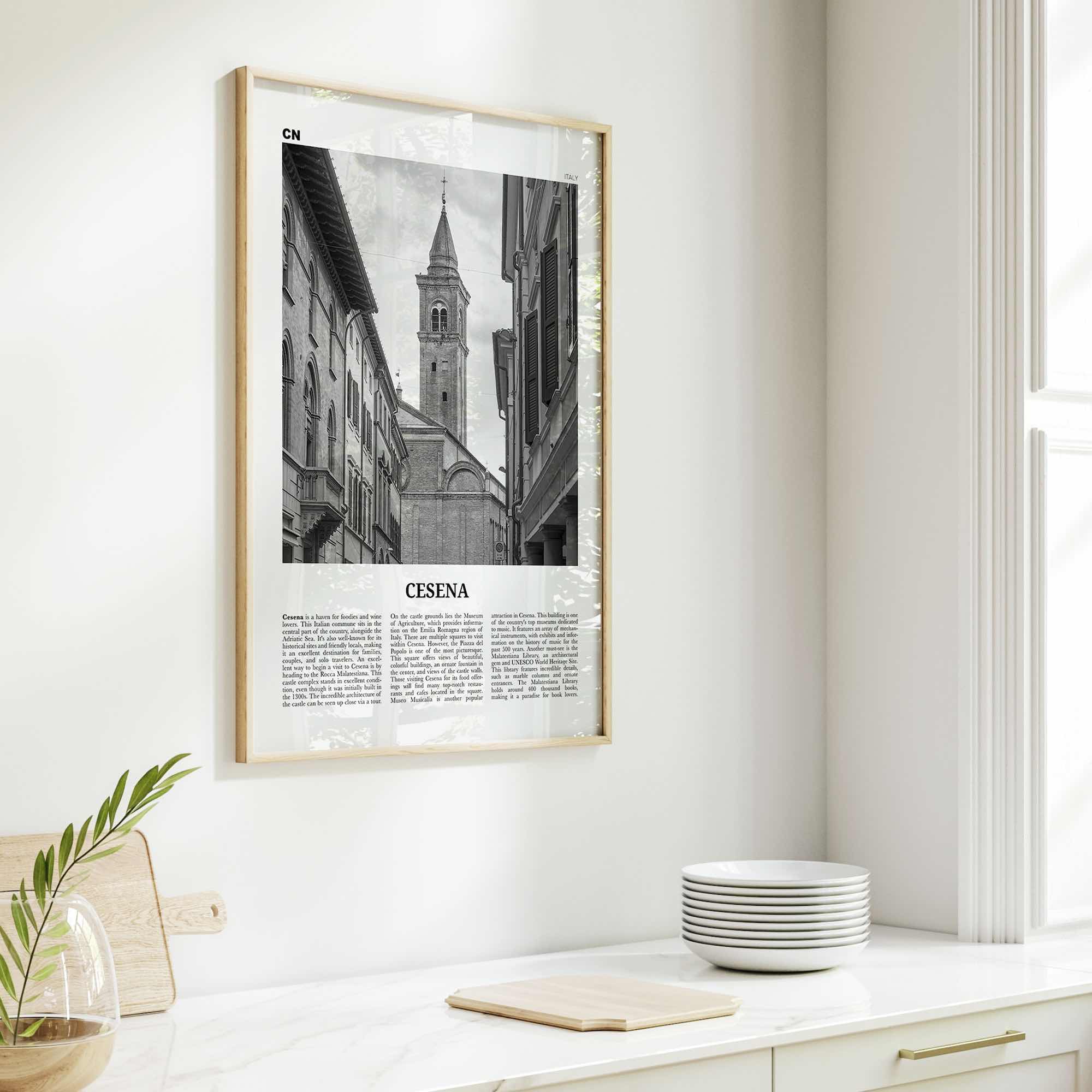 Cesena Print Black and White, Cesena Wall Art, Cesena Poster, Cesena Photo, Cesena Wall Décor, Cesena Map, Italy