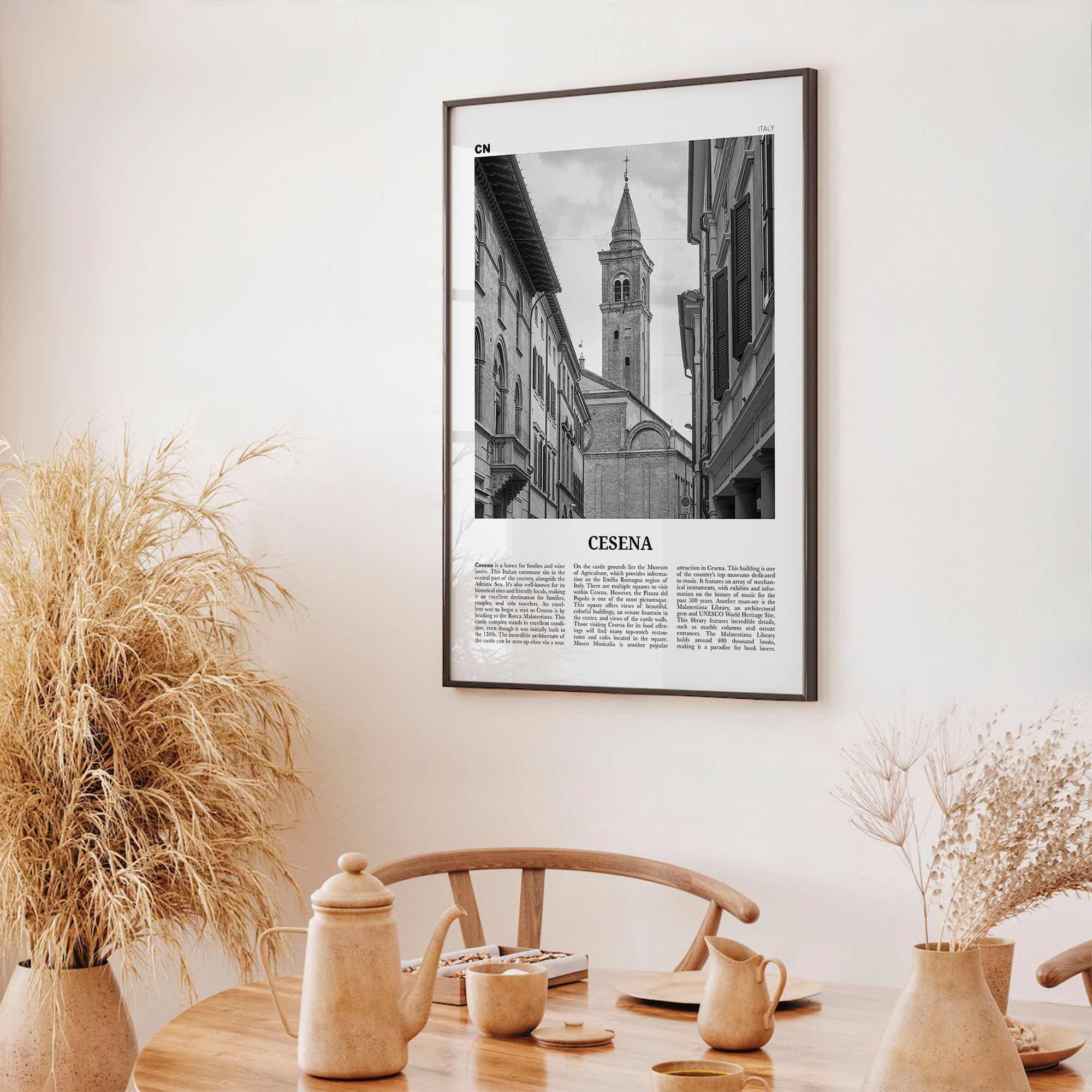 Cesena Print Black and White, Cesena Wall Art, Cesena Poster, Cesena Photo, Cesena Wall Décor, Cesena Map, Italy