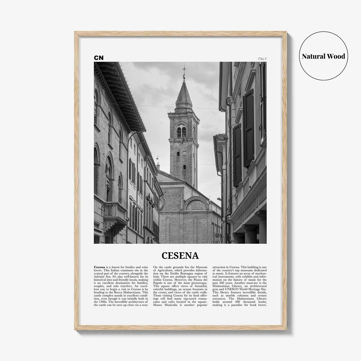 Cesena Print Black and White, Cesena Wall Art, Cesena Poster, Cesena Photo, Cesena Wall Décor, Cesena Map, Italy