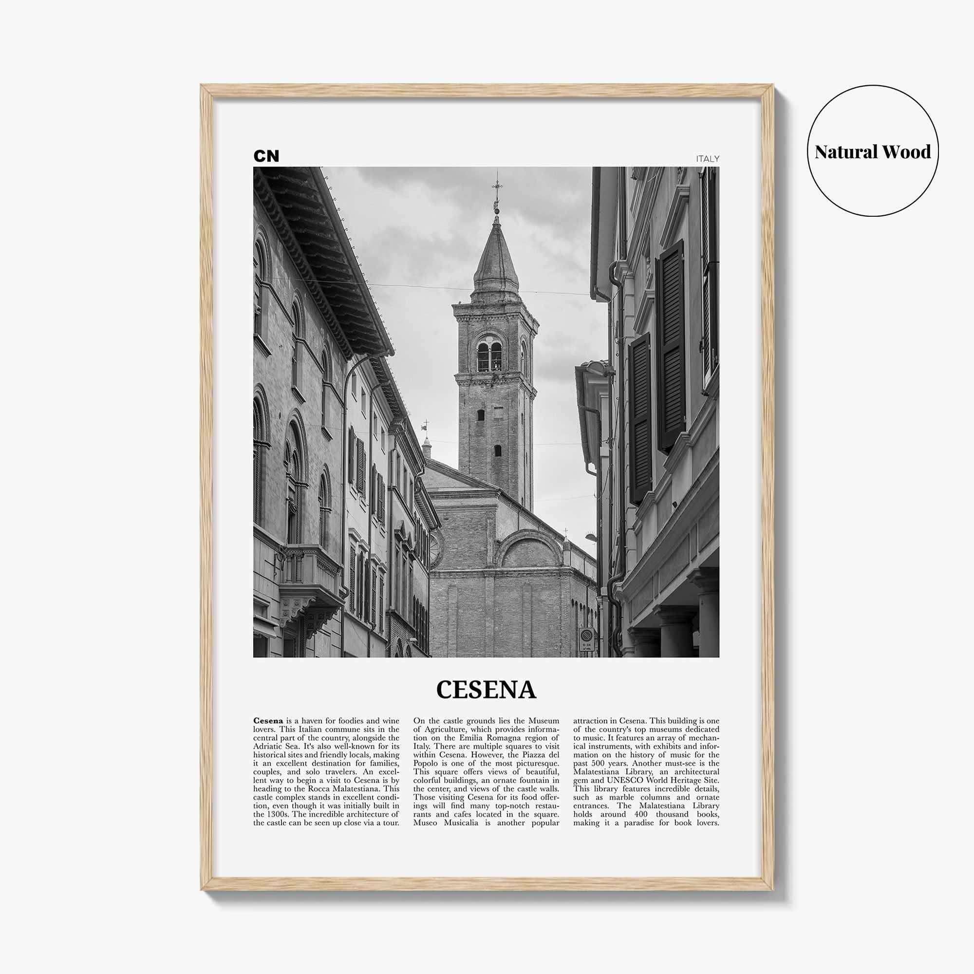 Cesena Print Black and White, Cesena Wall Art, Cesena Poster, Cesena Photo, Cesena Wall Décor, Cesena Map, Italy