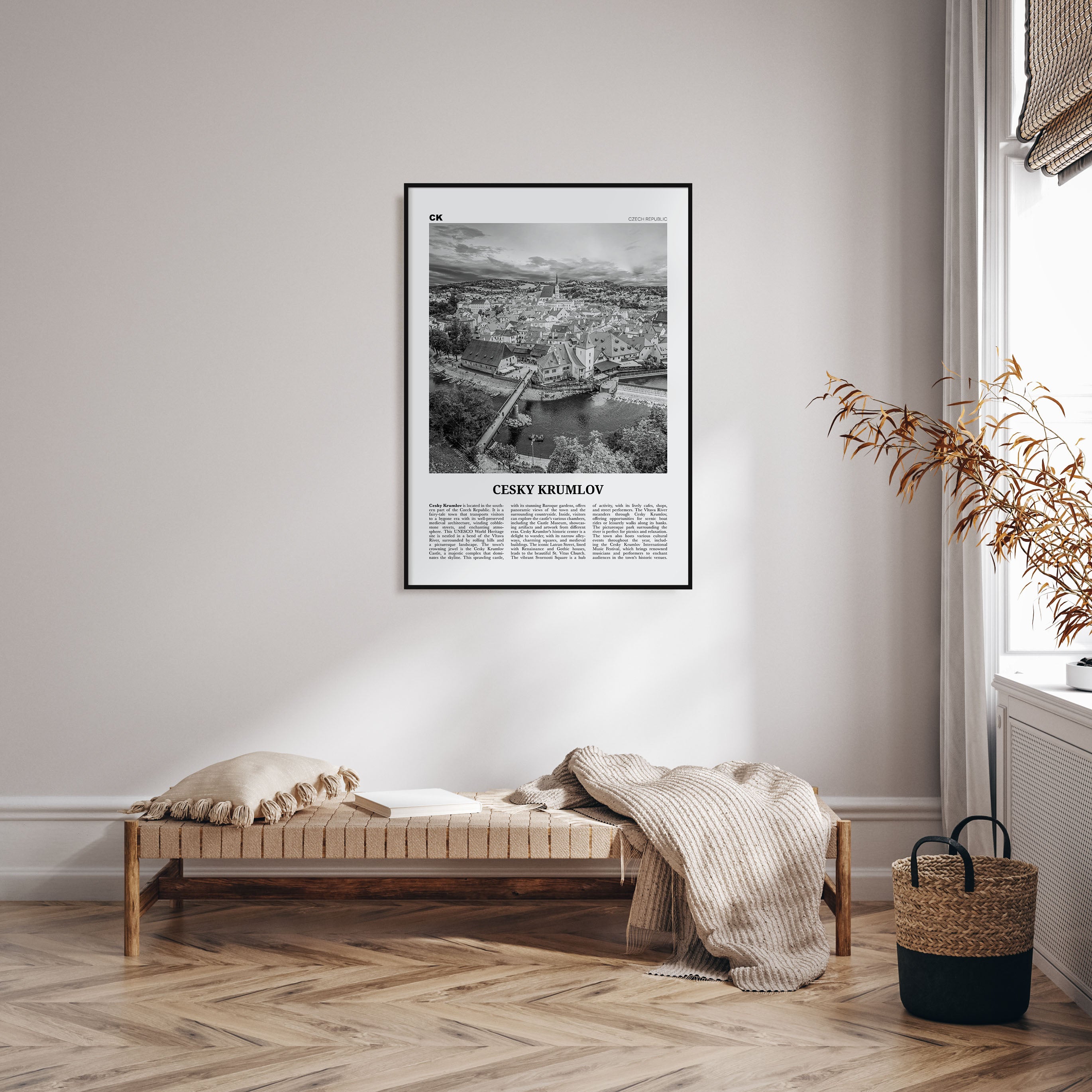 Cesky Krumlov Travel B&W Poster