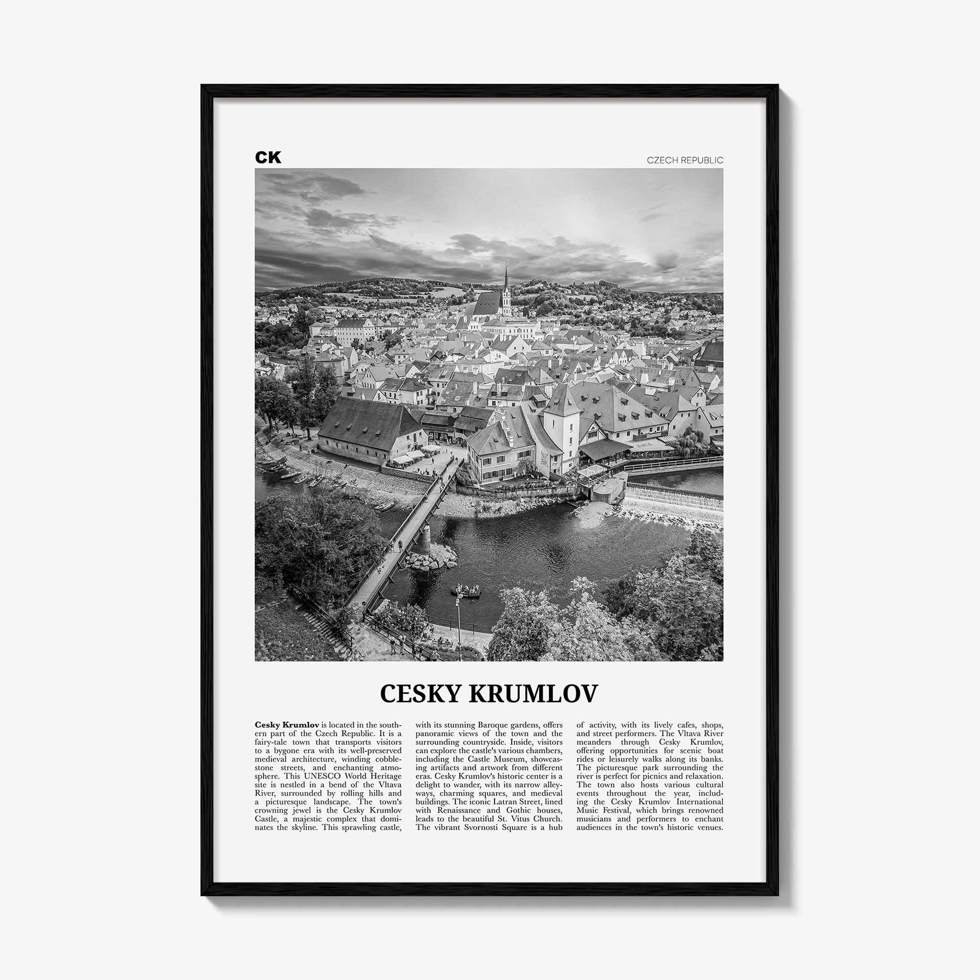 Cesky Krumlov Print Black and White, Cesky Krumlov Art, Cesky Krumlov Poster, Cesky Krumlov Photo, Cesky Krumlov Wall Décor, Czech Republic