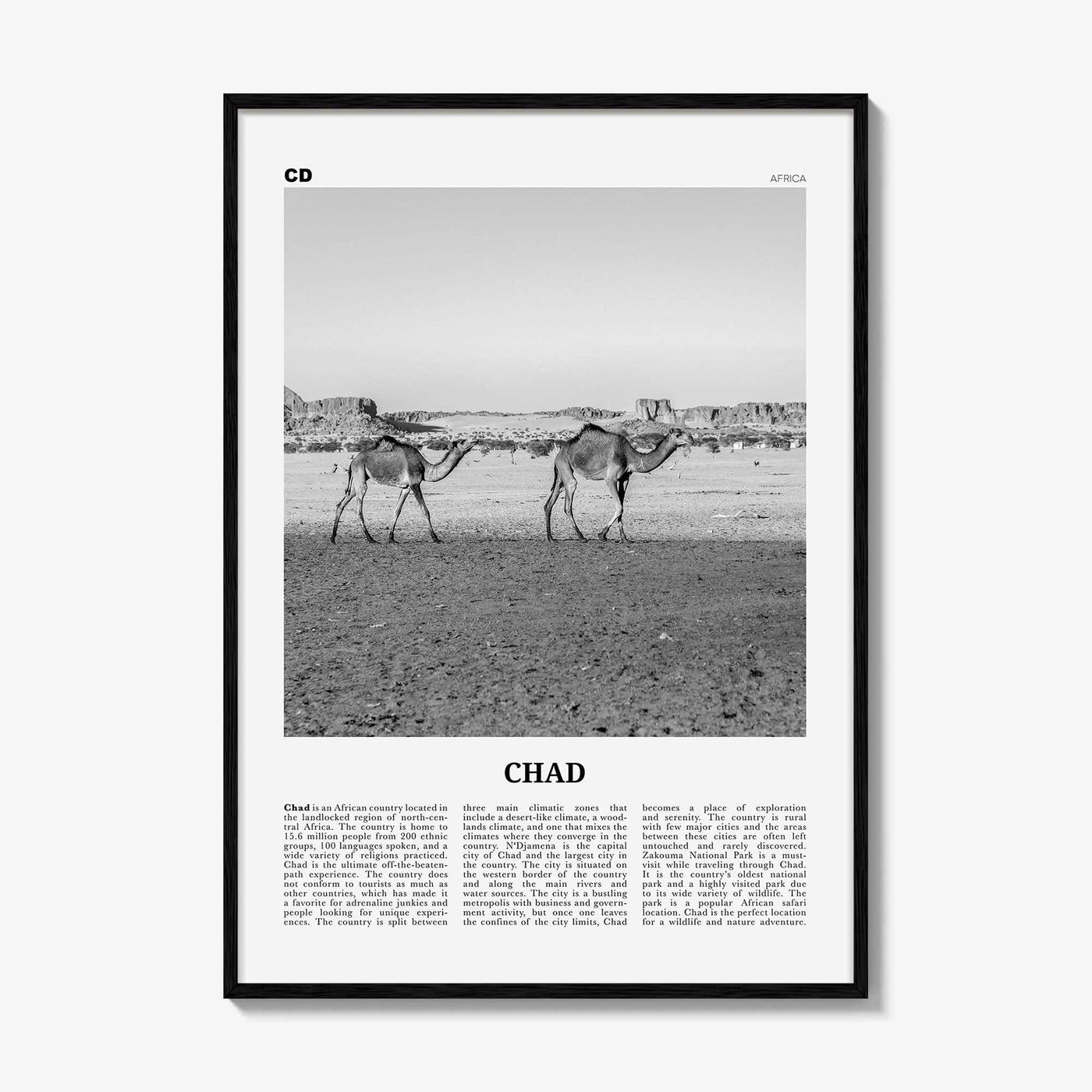 Chad Print Black and White, Chad Wall Art, Chad Poster, Chad Photo, Chad Wall Decor, Country Art Print, Africa