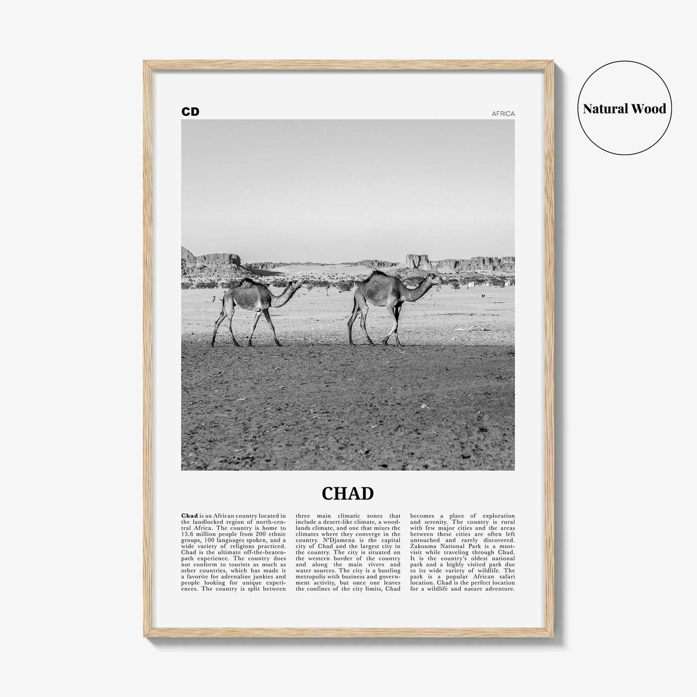 Chad Print Black and White, Chad Wall Art, Chad Poster, Chad Photo, Chad Wall Decor, Country Art Print, Africa