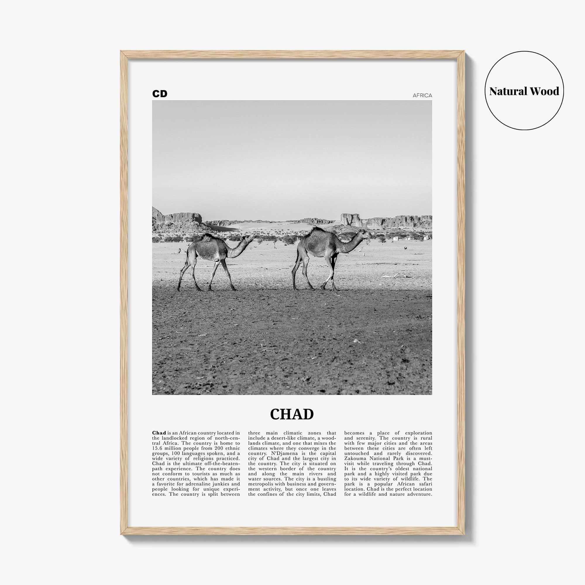 Chad Print Black and White, Chad Wall Art, Chad Poster, Chad Photo, Chad Wall Decor, Country Art Print, Africa