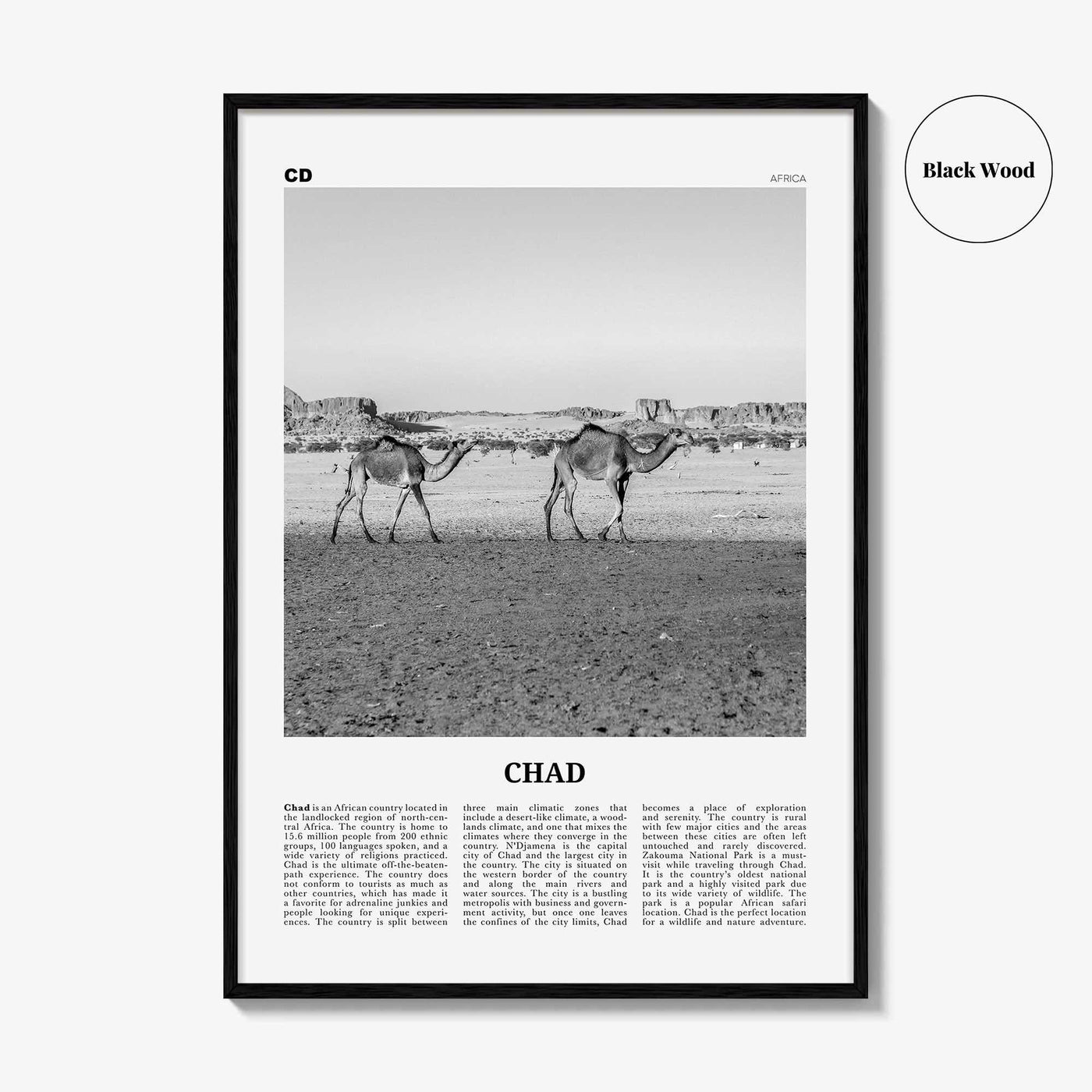 Chad Print Black and White, Chad Wall Art, Chad Poster, Chad Photo, Chad Wall Decor, Country Art Print, Africa
