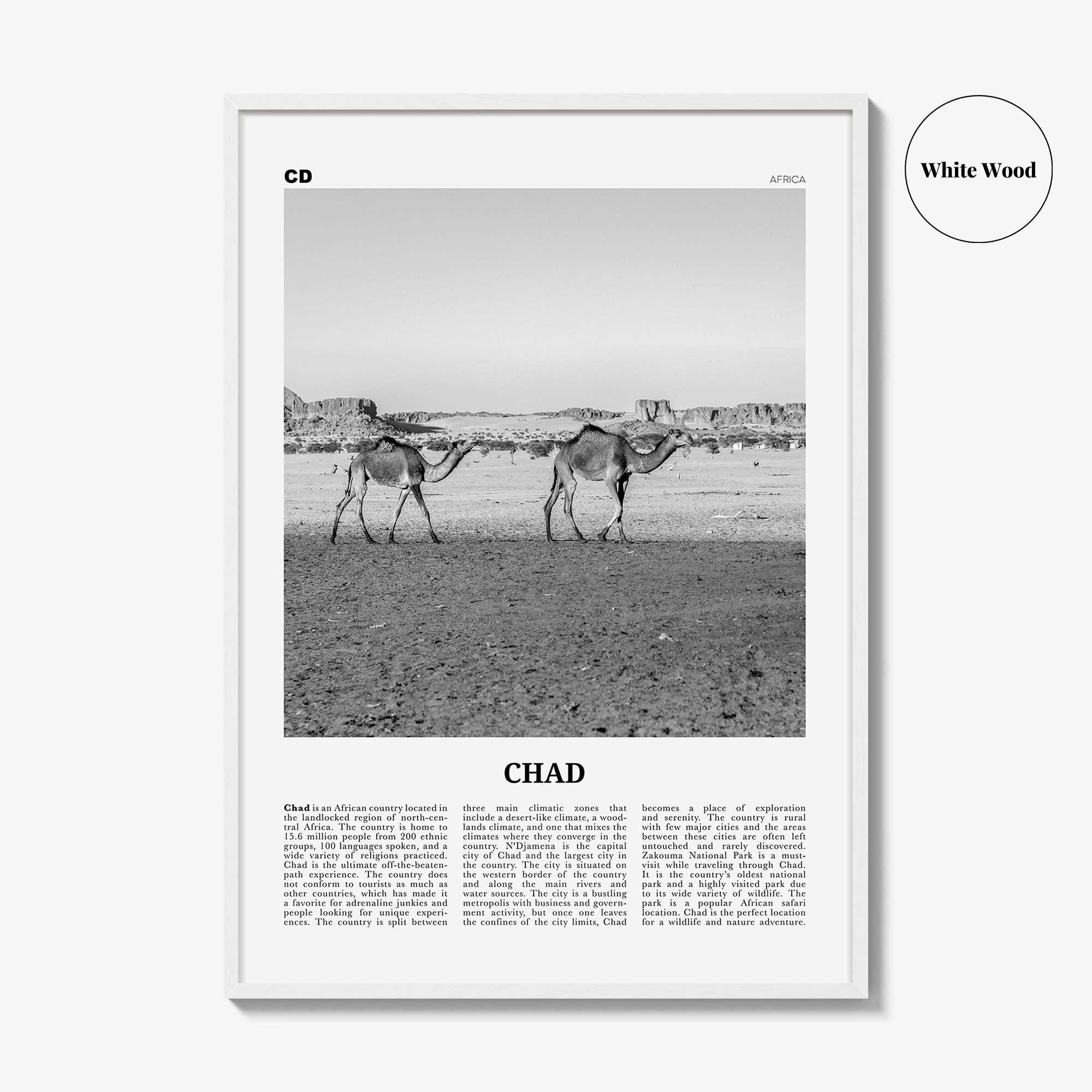 Chad Print Black and White, Chad Wall Art, Chad Poster, Chad Photo, Chad Wall Decor, Country Art Print, Africa