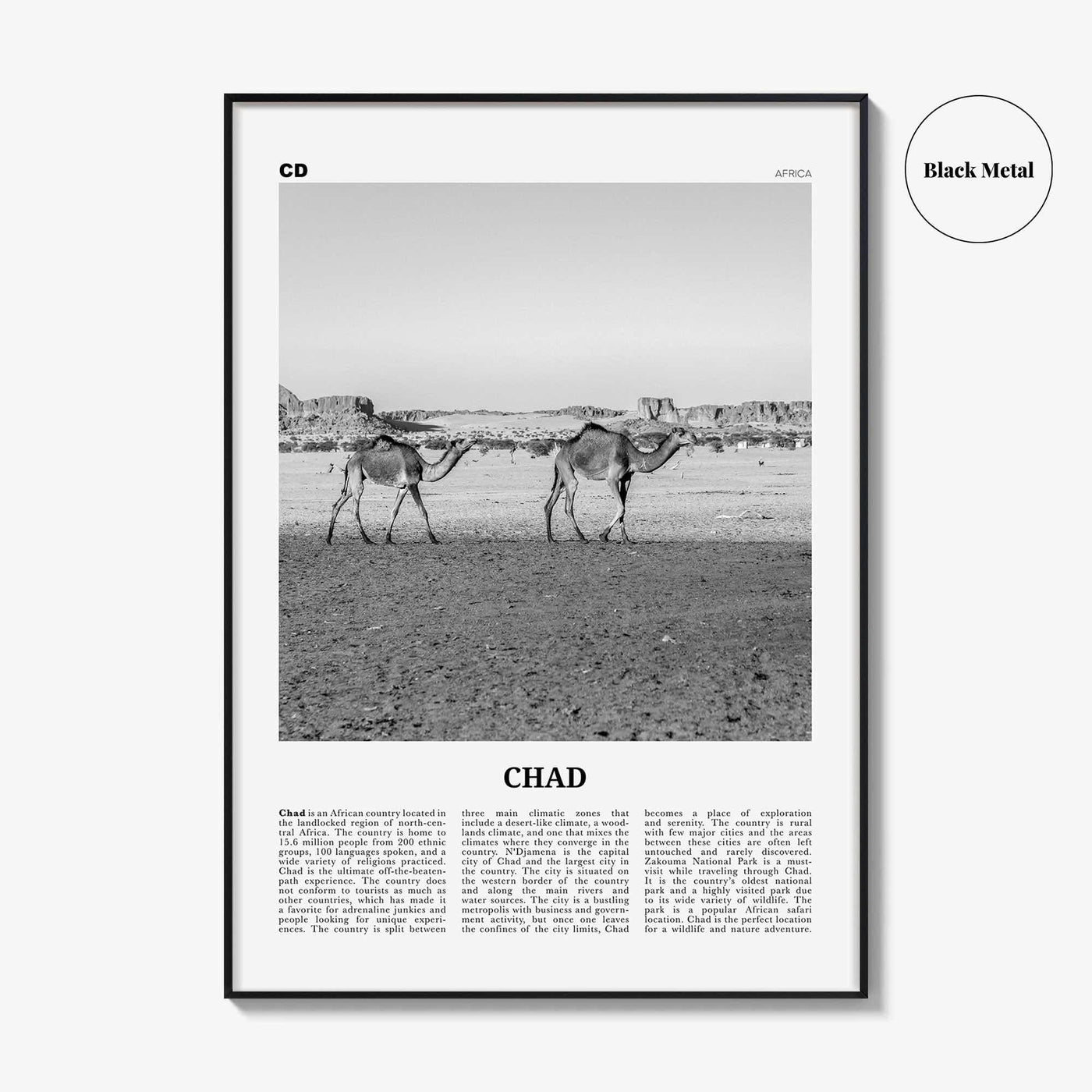 Chad Print Black and White, Chad Wall Art, Chad Poster, Chad Photo, Chad Wall Decor, Country Art Print, Africa
