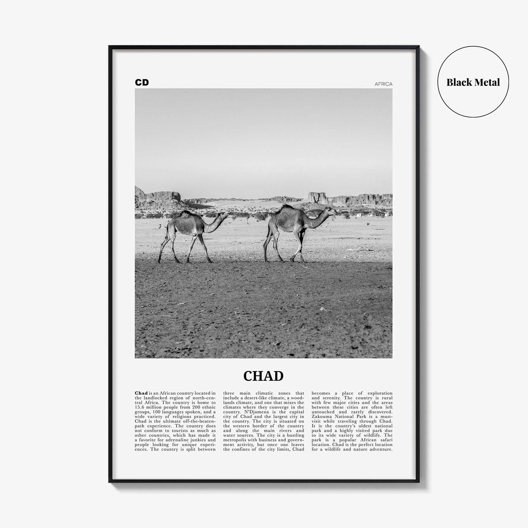 Chad Print Black and White, Chad Wall Art, Chad Poster, Chad Photo, Chad Wall Decor, Country Art Print, Africa
