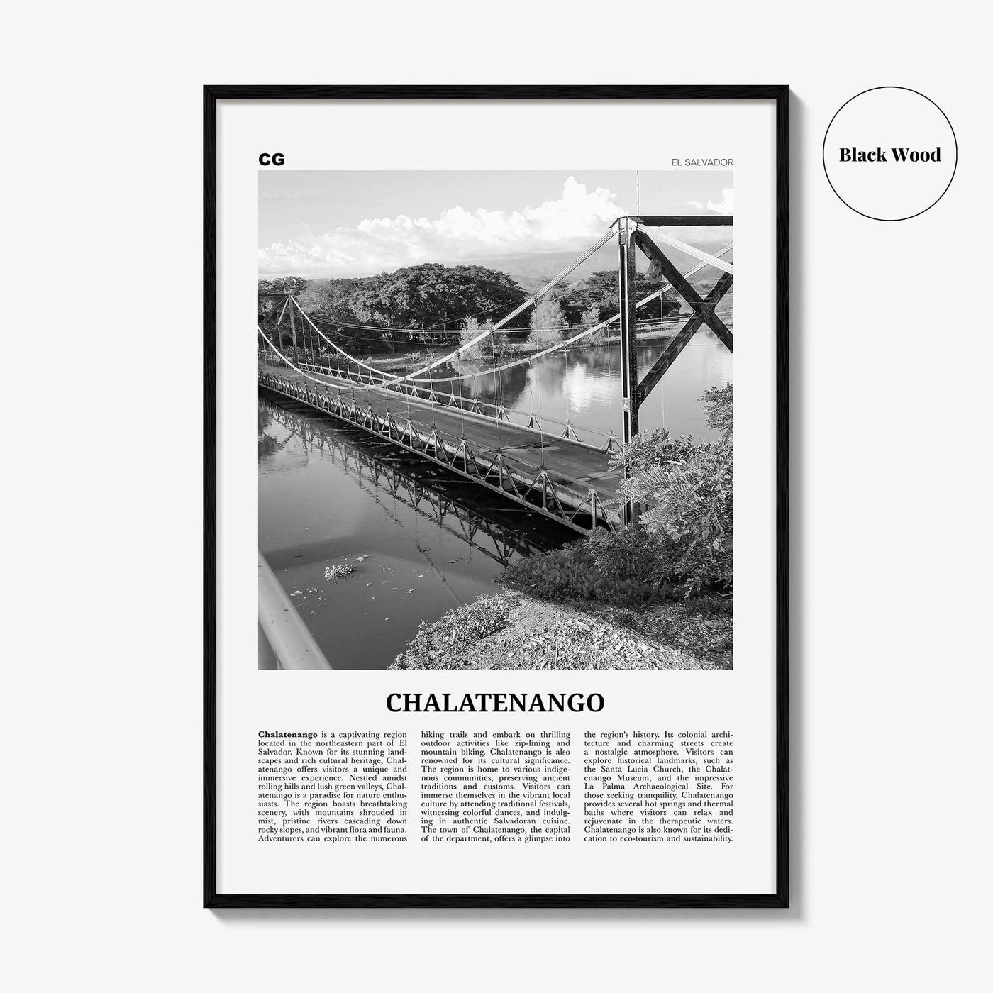 Chalatenango Print Black and White, Chalatenango Wall Art, Chalatenango Poster, Chalatenango Photo, Chalatenango Wall Décor, El Salvador