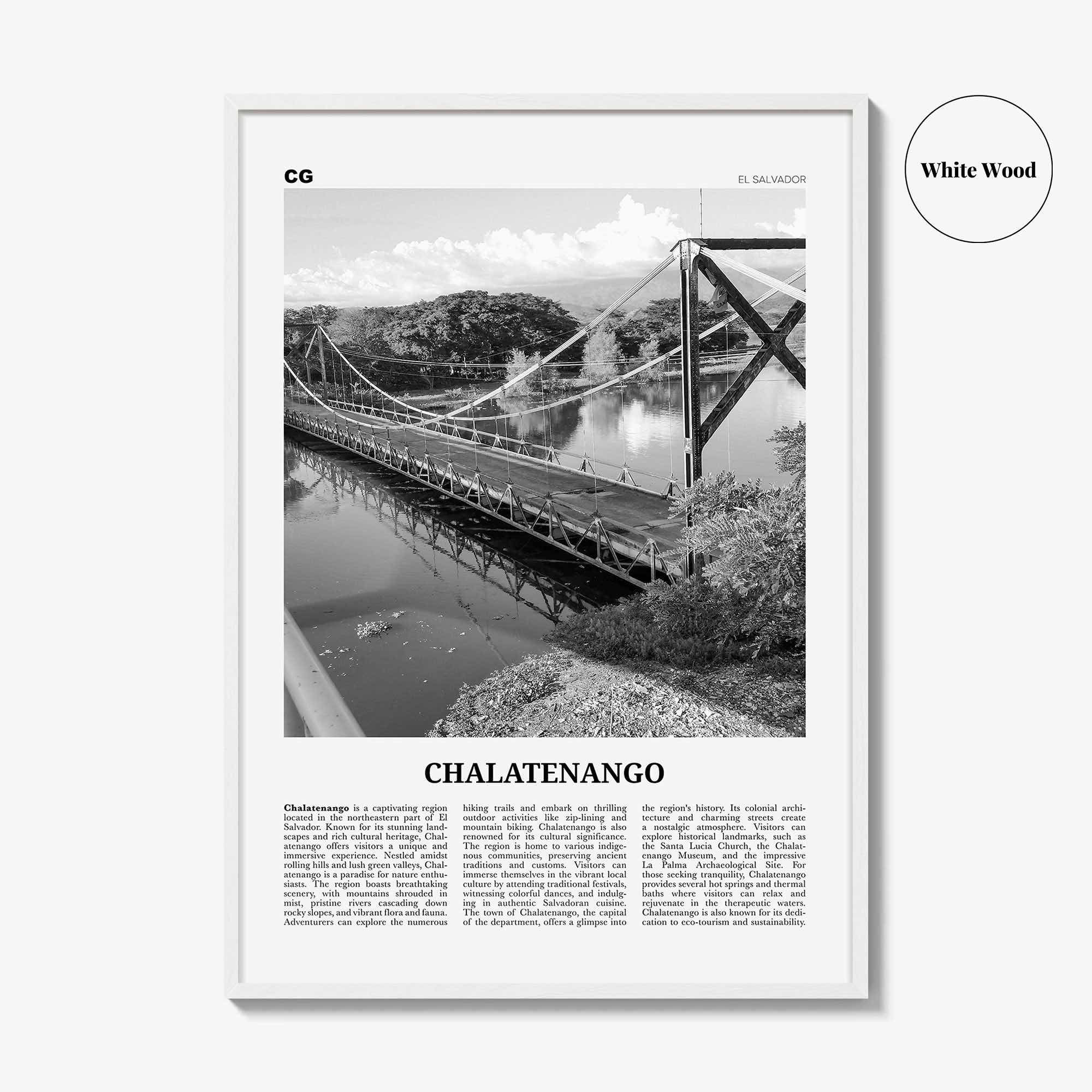 Chalatenango Print Black and White, Chalatenango Wall Art, Chalatenango Poster, Chalatenango Photo, Chalatenango Wall Décor, El Salvador