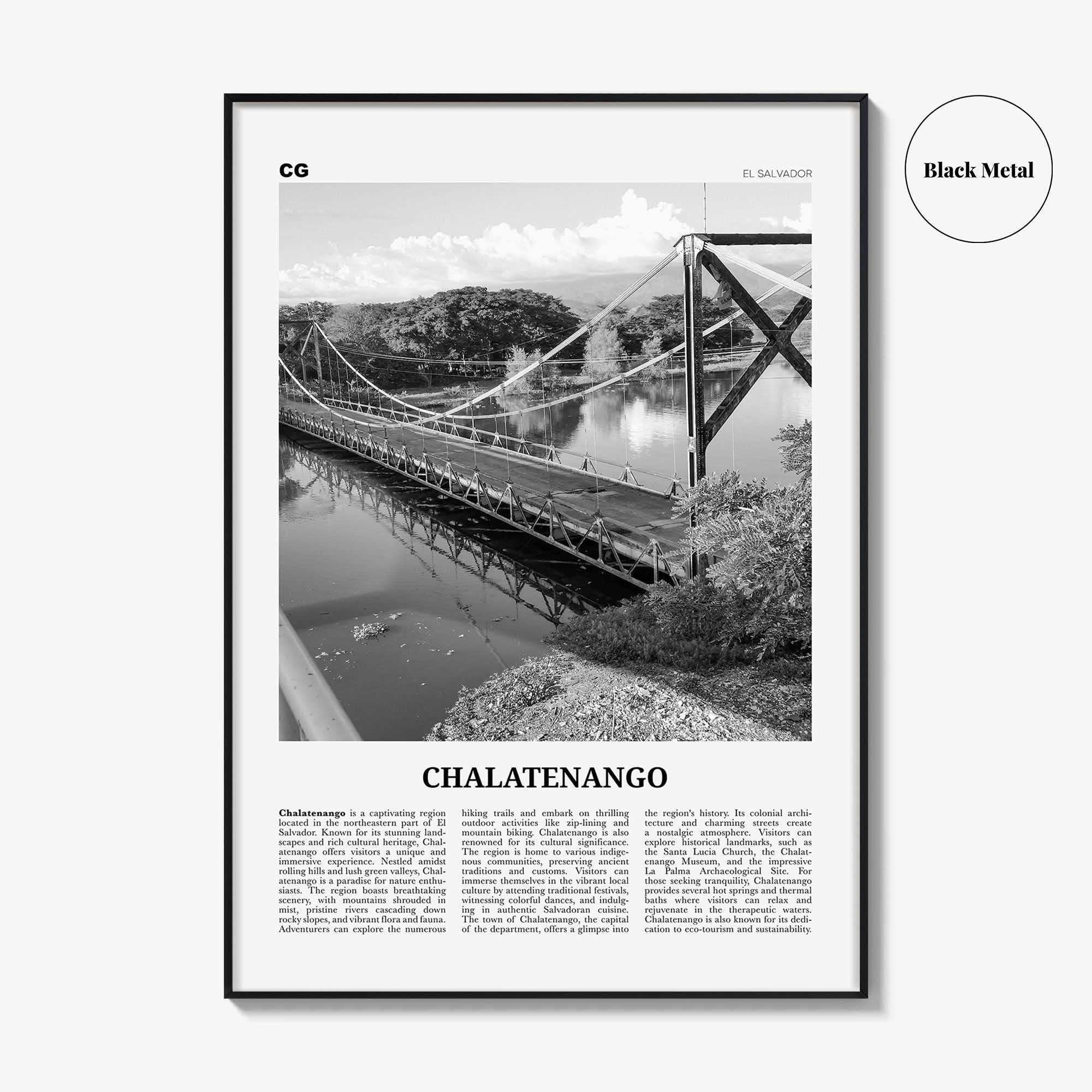 Chalatenango Print Black and White, Chalatenango Wall Art, Chalatenango Poster, Chalatenango Photo, Chalatenango Wall Décor, El Salvador