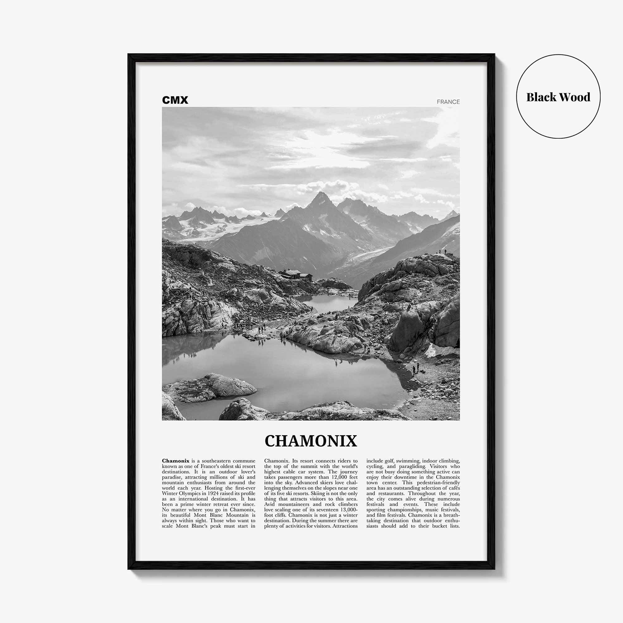 Chamonix Print Black and White, Chamonix Wall Art, Chamonix Poster, Chamonix Photo, Chamonix Wall Décor, Mont Blanc, France, Aples
