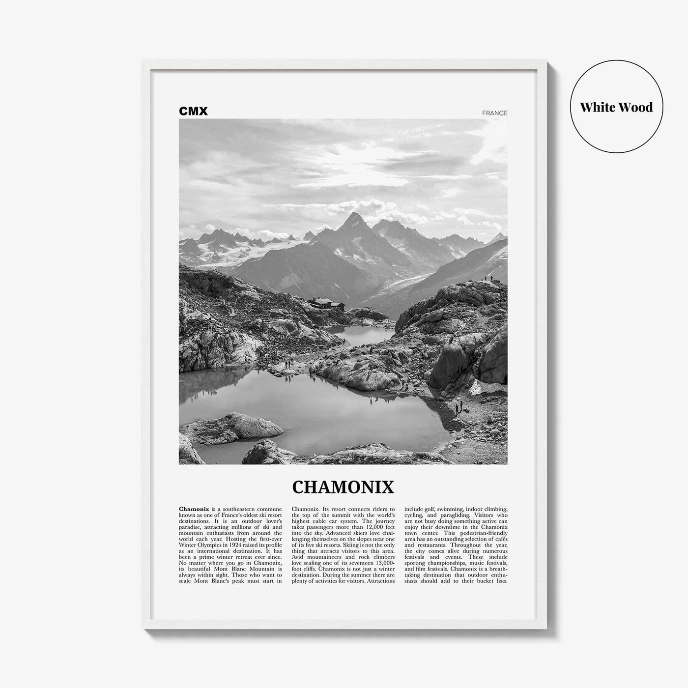 Chamonix Print Black and White, Chamonix Wall Art, Chamonix Poster, Chamonix Photo, Chamonix Wall Décor, Mont Blanc, France, Aples