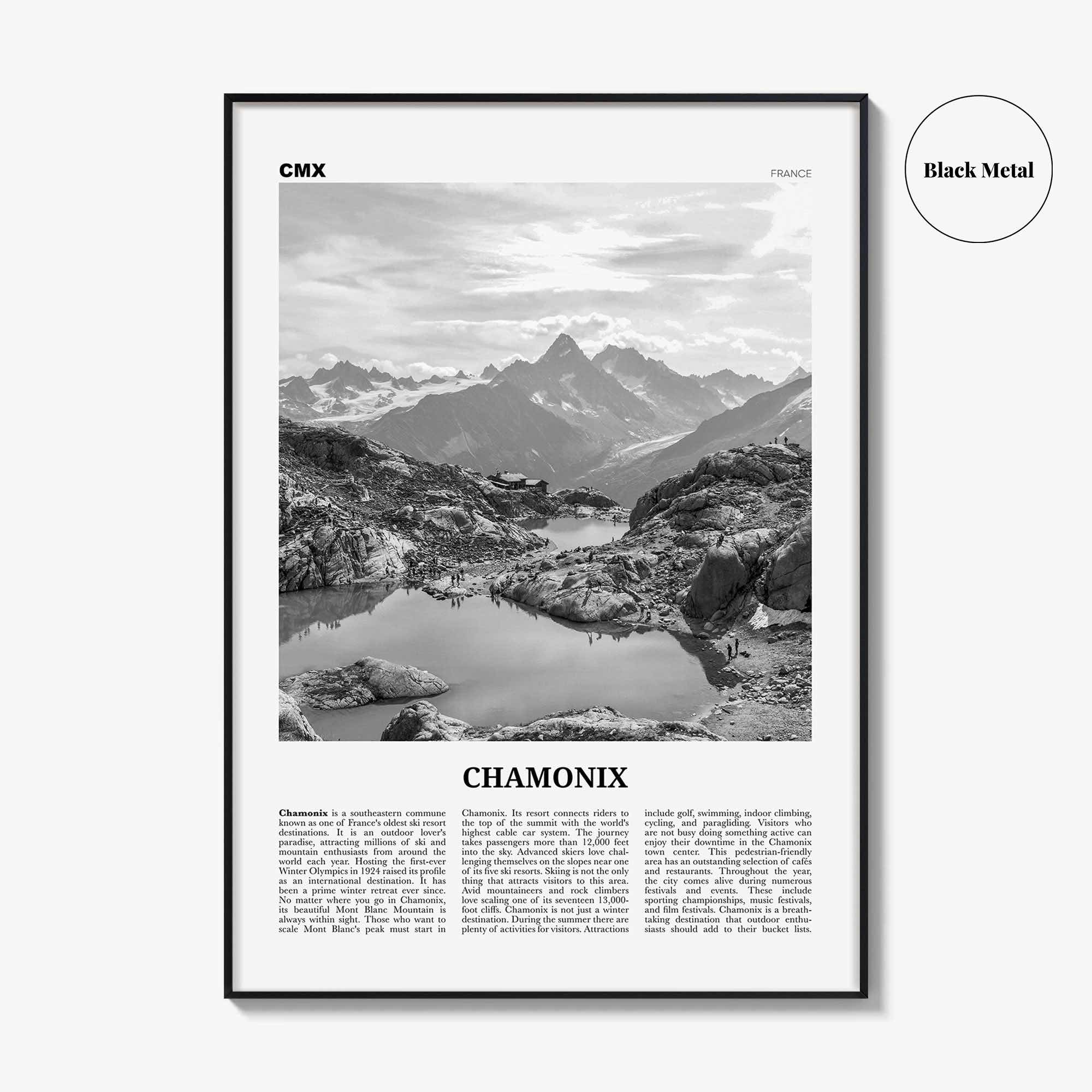 Chamonix Print Black and White, Chamonix Wall Art, Chamonix Poster, Chamonix Photo, Chamonix Wall Décor, Mont Blanc, France, Aples