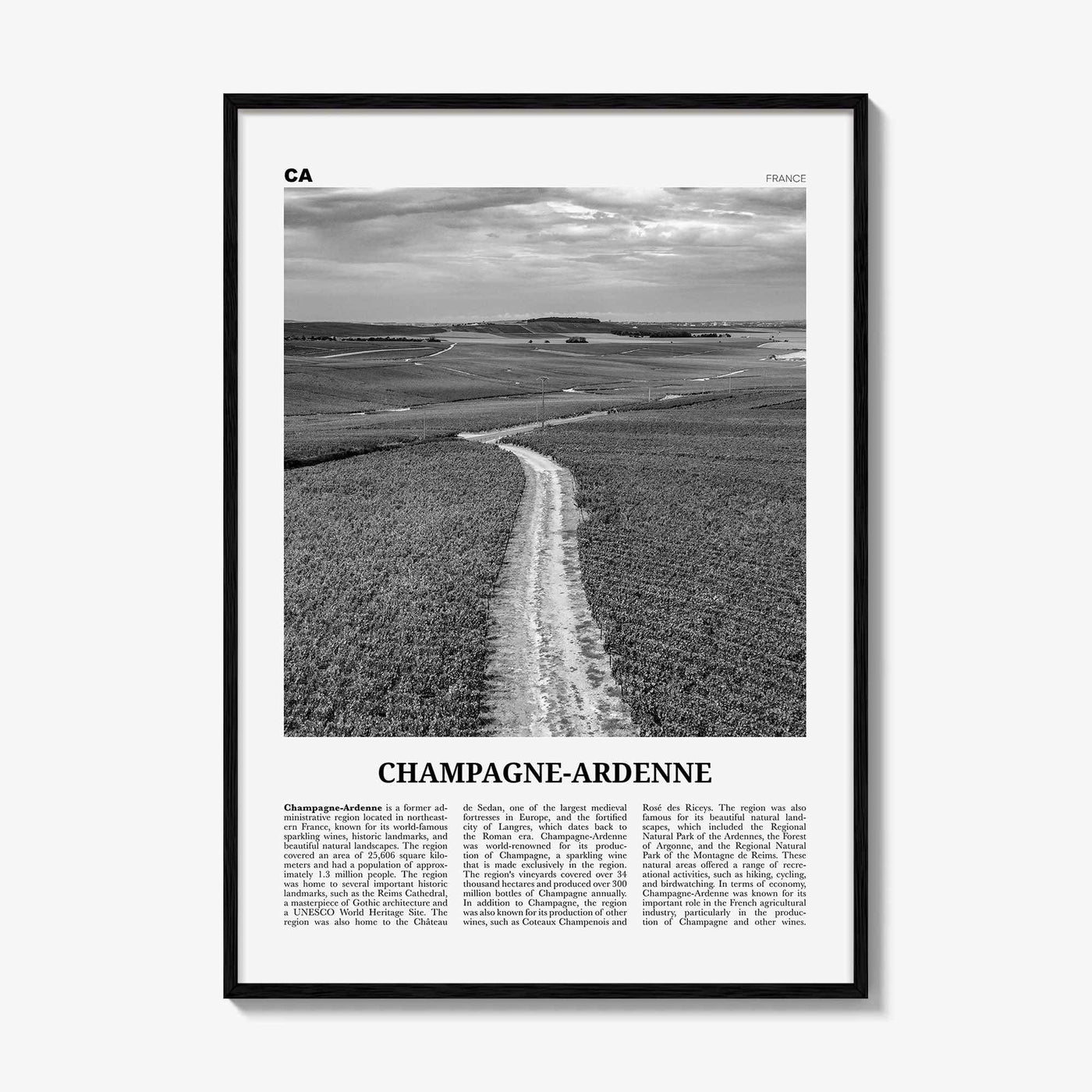 Champagne Ardenne Print Black and White, Champagne-Ardenne Wall Art, Champagne-Ardenne Poster, Champagne-Ardenne Photo, Wall Décor, Map