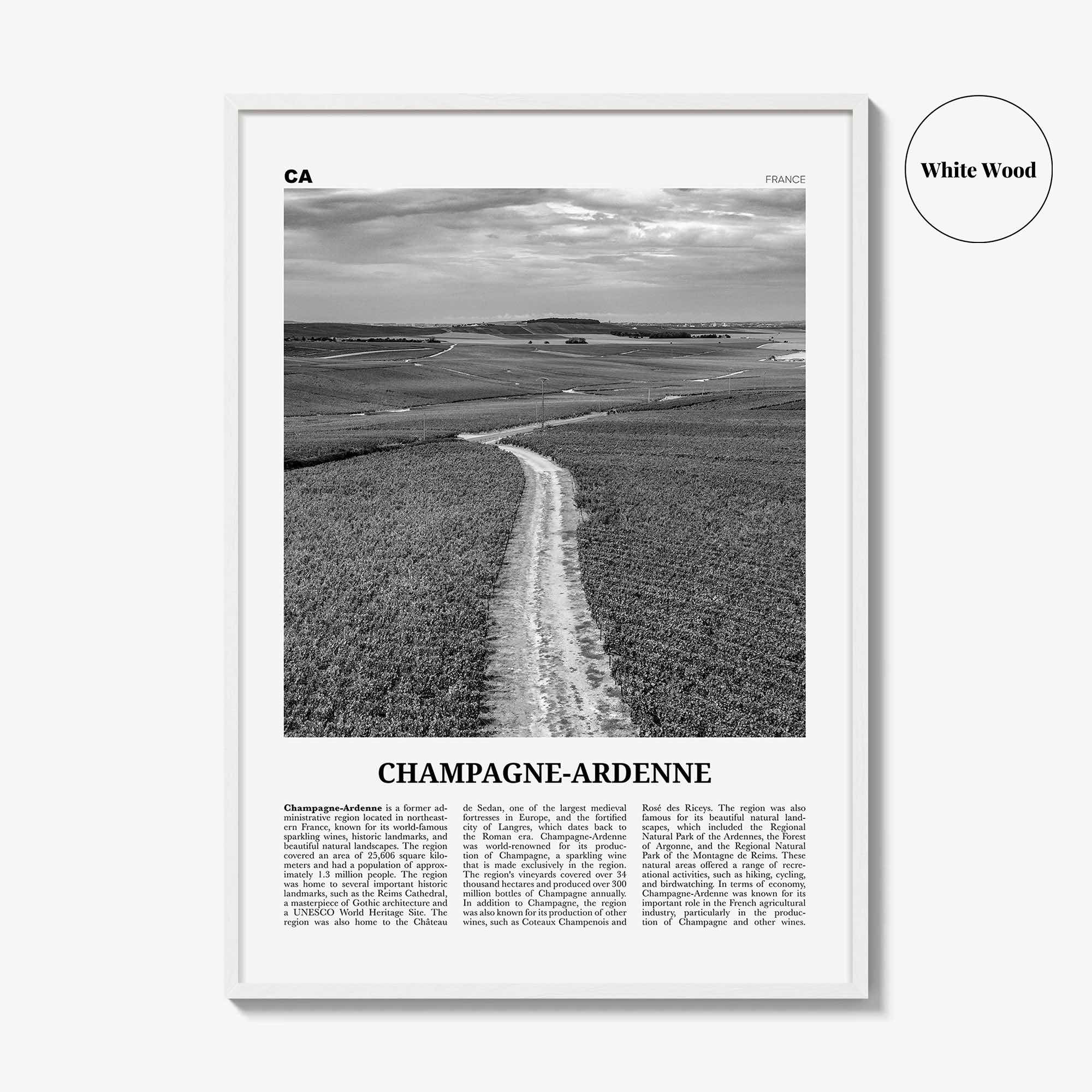 Champagne Ardenne Print Black and White, Champagne-Ardenne Wall Art, Champagne-Ardenne Poster, Champagne-Ardenne Photo, Wall Décor, Map