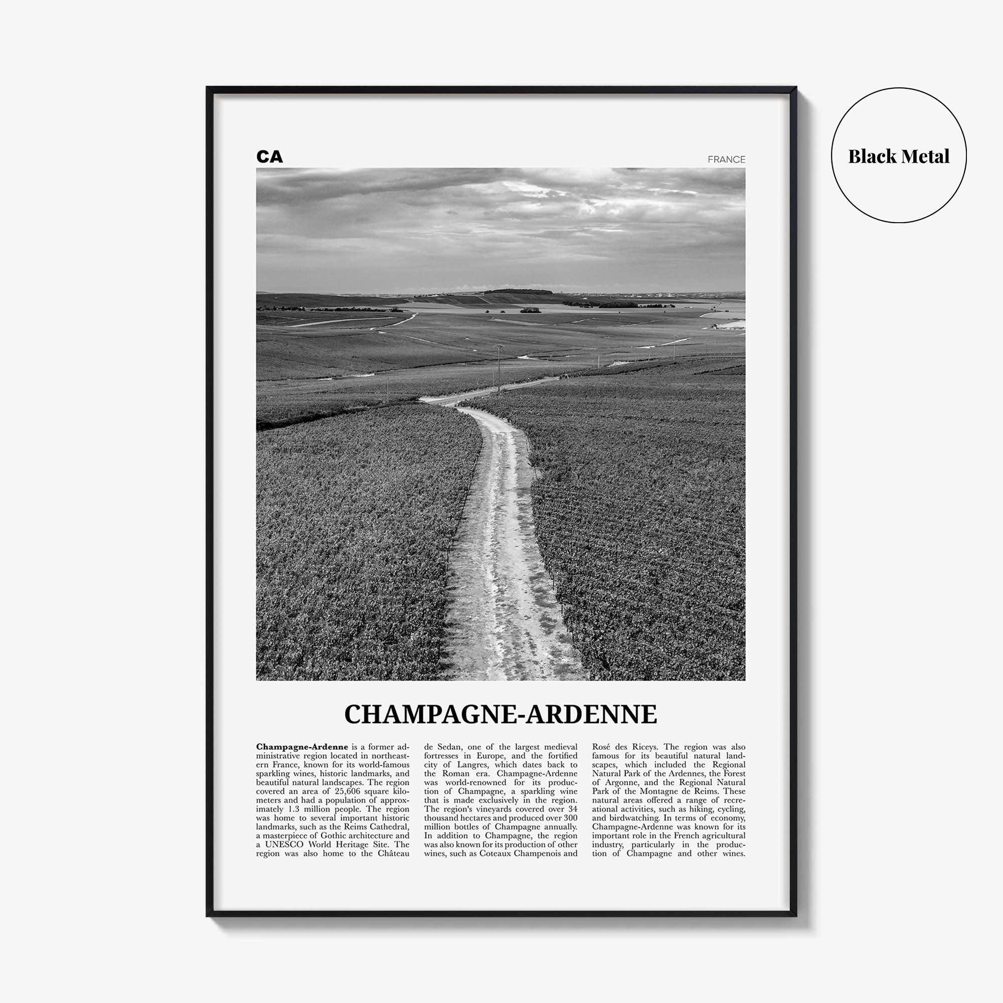 Champagne Ardenne Print Black and White, Champagne-Ardenne Wall Art, Champagne-Ardenne Poster, Champagne-Ardenne Photo, Wall Décor, Map