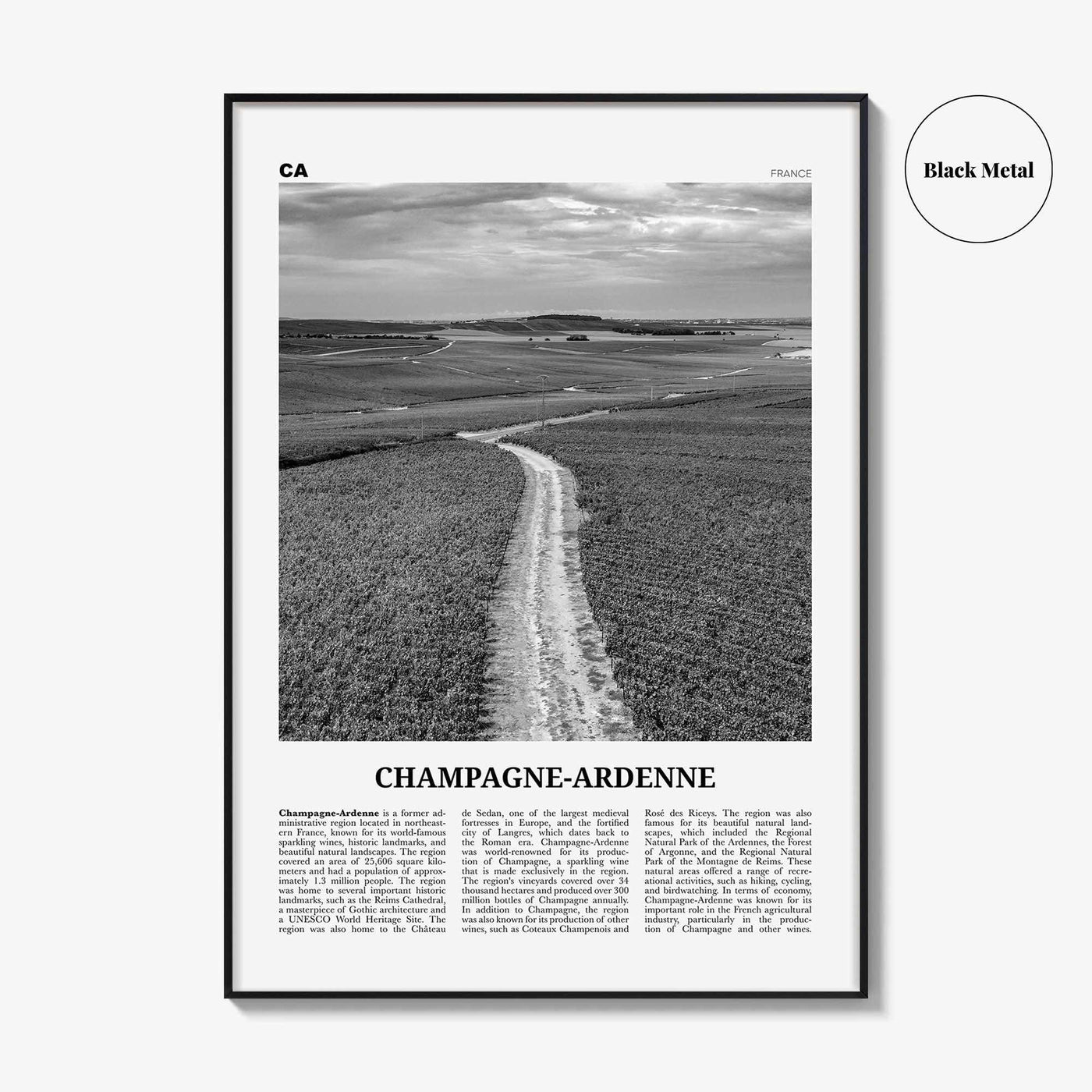 Champagne Ardenne Print Black and White, Champagne-Ardenne Wall Art, Champagne-Ardenne Poster, Champagne-Ardenne Photo, Wall Décor, Map