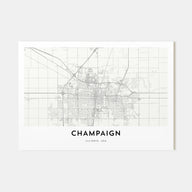 Champaign Map Landscape Poster