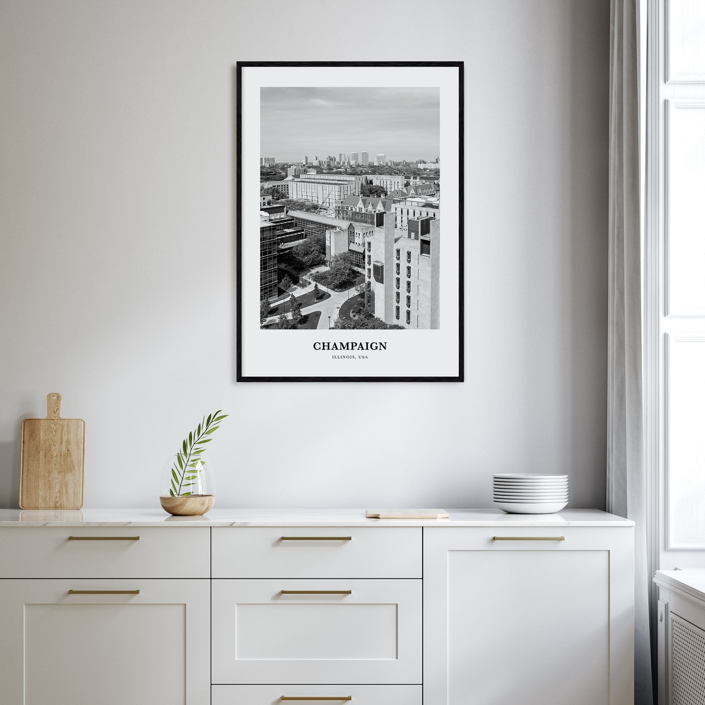Champaign Portrait B&W Poster