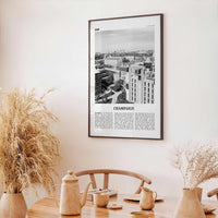 Champaign Print Black and White, Champaign Wall Art, Champaign Poster, Champaign Photo, Champaign Wall Décor, Illinois, USA, United States