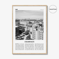 Champaign Print Black and White, Champaign Wall Art, Champaign Poster, Champaign Photo, Champaign Wall Décor, Illinois, USA, United States