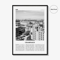 Champaign Print Black and White, Champaign Wall Art, Champaign Poster, Champaign Photo, Champaign Wall Décor, Illinois, USA, United States