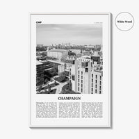 Champaign Print Black and White, Champaign Wall Art, Champaign Poster, Champaign Photo, Champaign Wall Décor, Illinois, USA, United States