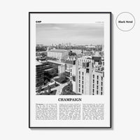 Champaign Print Black and White, Champaign Wall Art, Champaign Poster, Champaign Photo, Champaign Wall Décor, Illinois, USA, United States