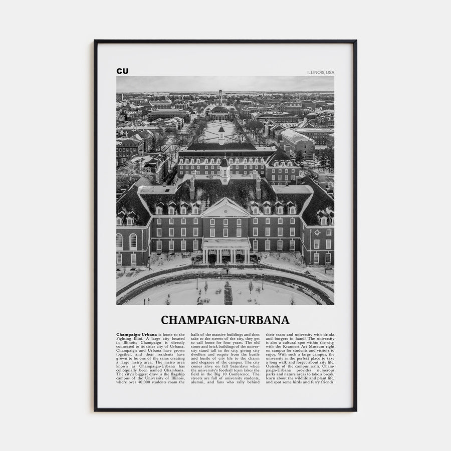 Champaign-Urbana Travel B&W Poster
