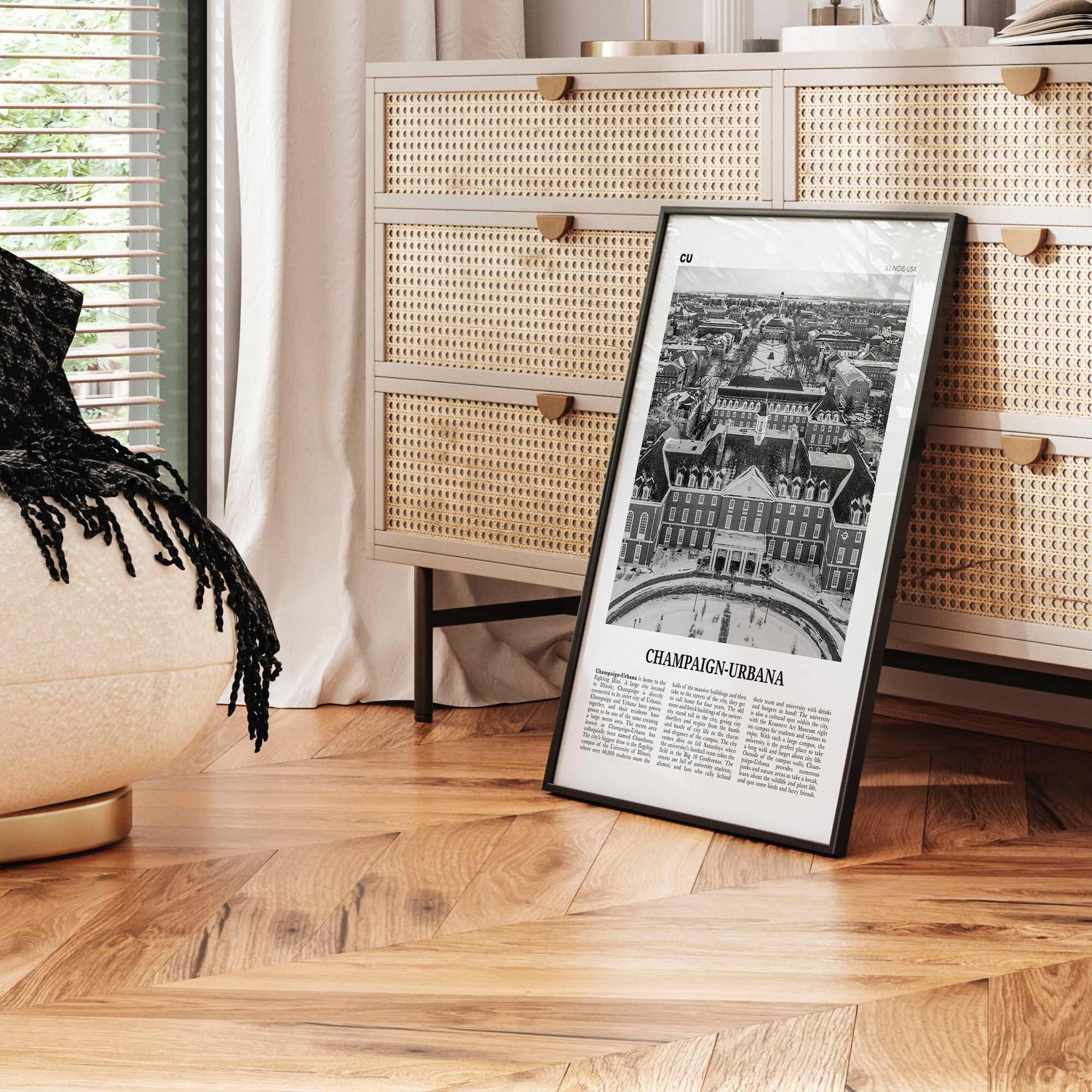 Champaign Urbana Print Black and White, Champaign-Urbana Wall Art, Champaign-Urbana Poster, Champaign-Urbana Photo, Champaign-Urbana Décor