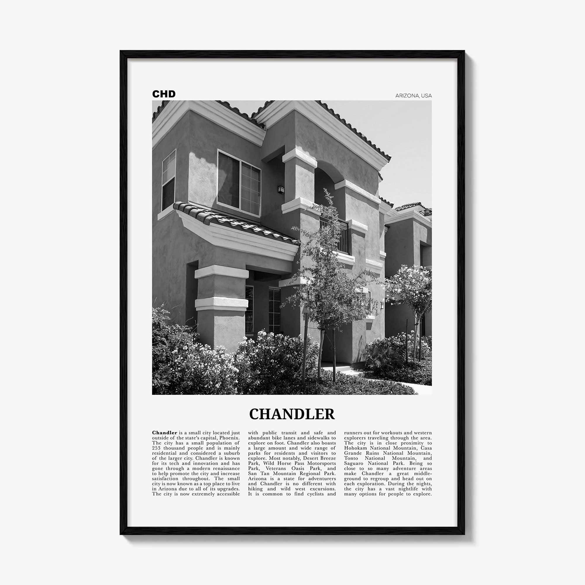Chandler Print Black and White, Chandler Wall Art, Chandler Poster, Chandler Photo, Chandler Wall Décor, Arizona, USA, United States