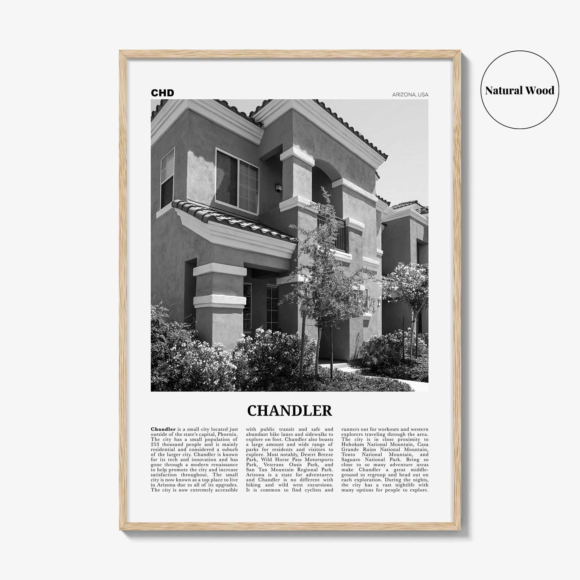 Chandler Print Black and White, Chandler Wall Art, Chandler Poster, Chandler Photo, Chandler Wall Décor, Arizona, USA, United States