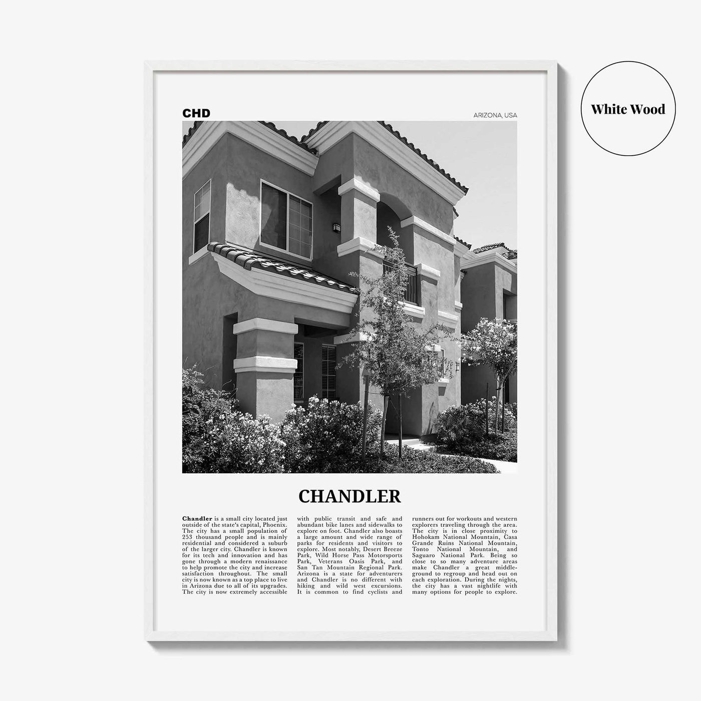 Chandler Print Black and White, Chandler Wall Art, Chandler Poster, Chandler Photo, Chandler Wall Décor, Arizona, USA, United States